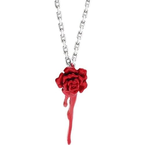 Korean Rose Flower Necklace Vintage Red Black Rose Flower Necklace For Women Jewelry Necklaces & Pendants Charms Jewellery Gift