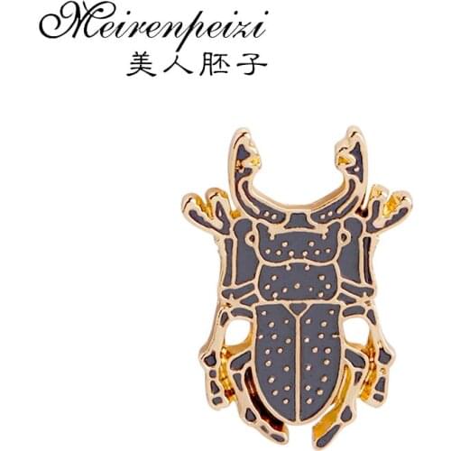 Vintage Hard Enamel Pin Beetle Insect Brooches Pins Cartoon Animal Laple Pin for Women Men Denim Funny Badges Jewelry