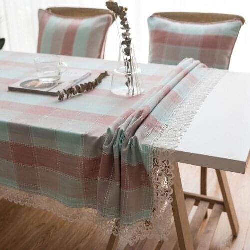 Waterproof table cloth Pink plaid lace Tablecloth Dining Table Coffee Table Cover For Restaurant Banquet Kitchen Decor