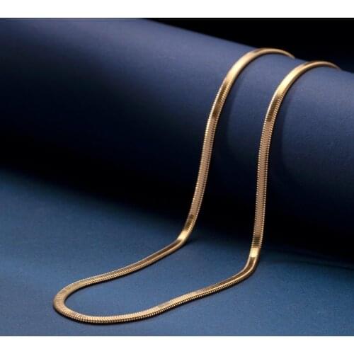 VOJEFEN Dainty 18k Yellow Gold Choker Necklaces for Women - Snake Link Chain Flat Herringbone Simple Necklaces for Women Jewelry