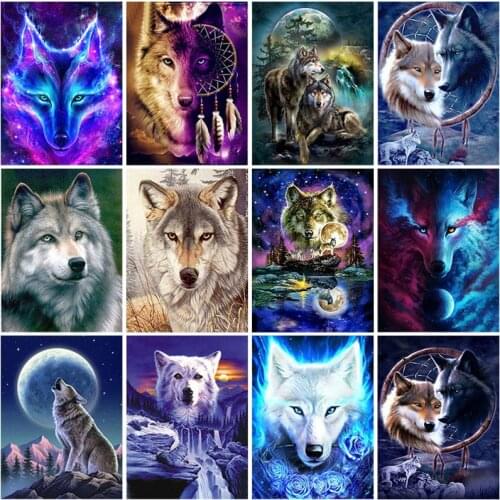 Wolf DIY 5D Diamond Painting Full Round Resin Rhinestones Mosaic Cross Stitch Animal Diamond Art Embroidery Paintings Home Decor