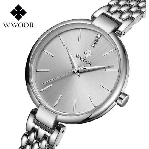 WWOOR Women Watches Brand Luxury Ladies Ultra-thin Watch Stainless Steel Belt Waterproof Clock Quartz Watch Reloj Mujer Free box
