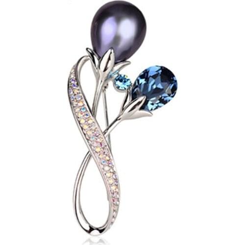 Flower Brooch Crystal Rhinestone Pins Women Fashion Clothing Jewelry Party Accessories Female Brooches 2021