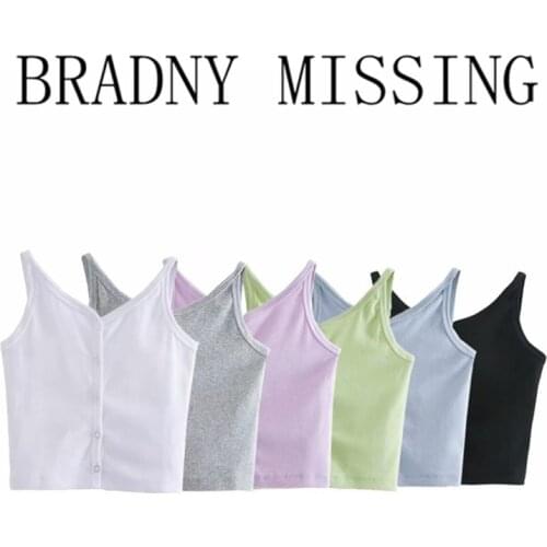 Sweet Women Soft Cotton V Neck Vest 2021 Summer Fashion Ladies High Street Vest Female Solid Color Short Slim Vest Top