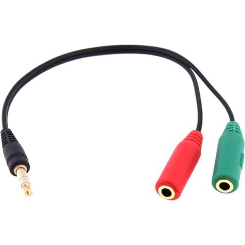 1pcs 3.5mm Y Splitter Audio Mic Adapter Cable 1 Male To 2 Female For Headphone IPhone