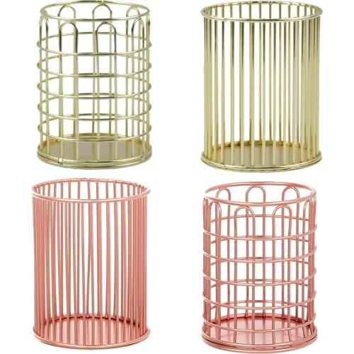 1Pcs Cosmetics Makeup Brushes Storage Box Cylindrical Case Storage Lipstick Brush Pen Holder Organizer Wrought Iron Pen Storage