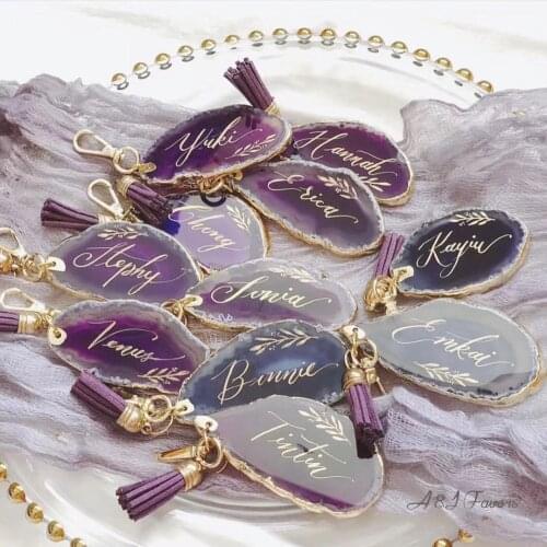 1pcs lot Unique Custom name Agate Keychain Birthday gifts Bridal party Maid of honor Personalized Wedding Bridesmaid gift