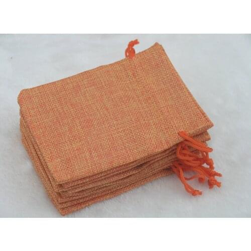 100pcs 9.3x13.5cm Orange Hemp/Hessian Bags, Jewelry Pouches, Wedding Favors, Jewelry Packing, Gift Bags--HB091302