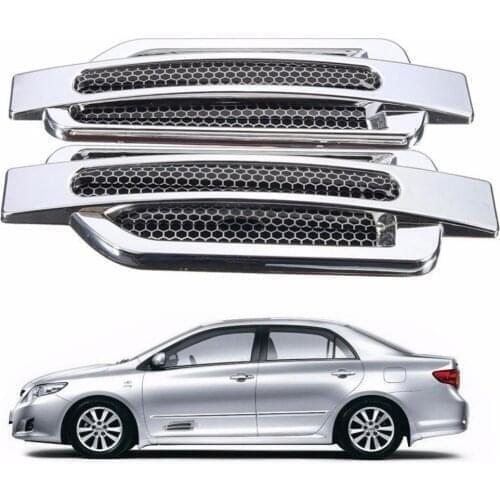 2PCS Styling Mouldings Car Side Air Flow Vent Silver Fenders Decorative Sticker Grilles Chrome Like