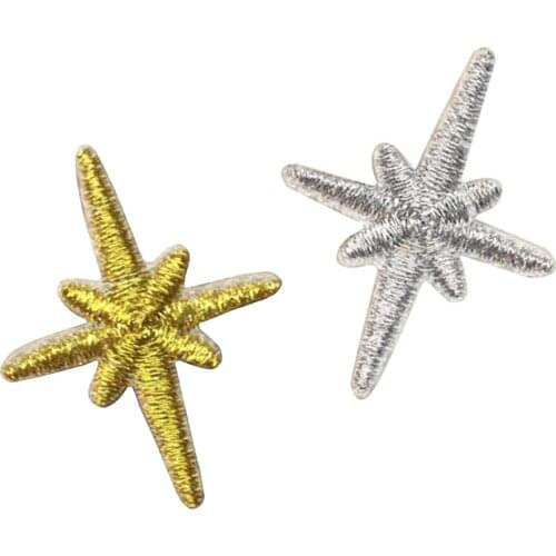 3 pcs/set gold/silver Stars Patches Clothing Embroidered Stripes Gold Badges Iron-on Appliques Silver DIY Accessories