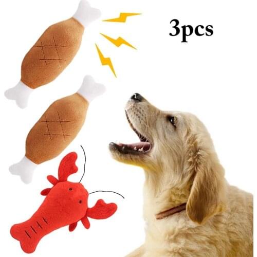 3PCS Dog Squeaky Toys Plush Fluffy Cat Interactive Toy Cartoon Dog Chew Toys Puppy Teething Toy Bite Resistant Dog Toys Pet Toy