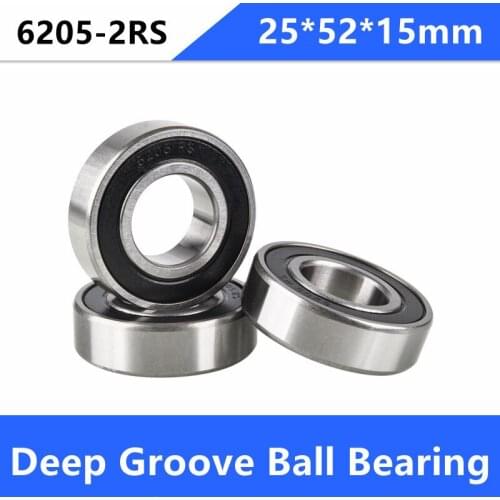 50pcs/lot 6205RS 6205-2RS 6205 2RS Double cover ball bearings 25*52*15mm Deep Groove Ball Bearing 25x52x15mm