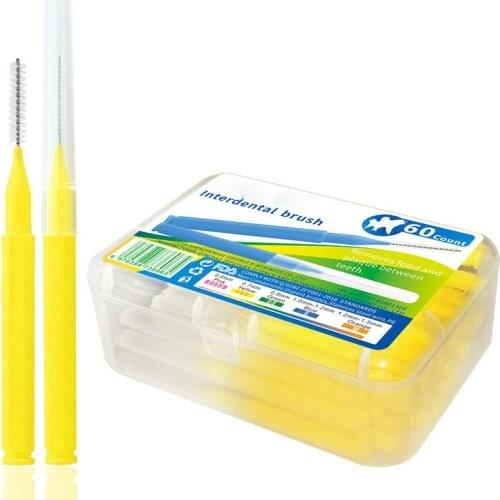 60Pcs Dental Floss Push-Pull Interdental Brushes 0.7mm Slim Soft Tooth Pick Interdental Cleaners Oral Care Tool