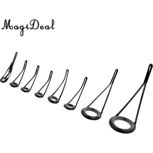 8pcs Fishing Rod Rings Stainless Steel & Ceramic Fishing Rod Guides Rings 0.28cm - 1.1cm Repair Kit DIY