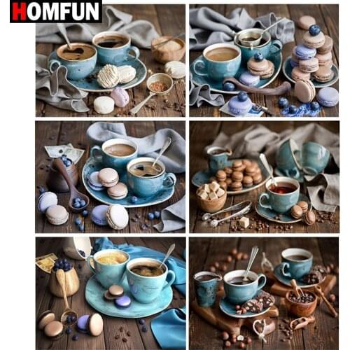 HOMFUN DIY 5D Diamond Painting "Coffee cookie landscape" Full Diamond Embroidery Sale Picture Of Rhinestones For Festival Gifts