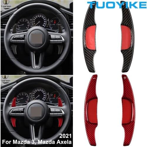 Car Styling Real Carbon Fiber Steering Wheel Shifter Paddle Extension For NEW Mazda-3 Mazda3 Axela 2020 2021 Interior Moulding