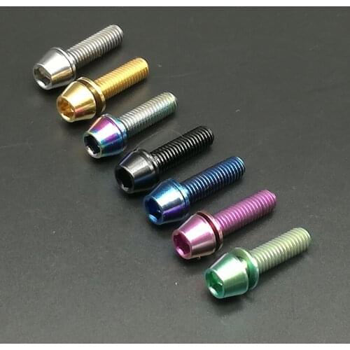 6Pcs Titanium Ti M5x18mm Allen Hex Tapered Head Bolts With Washer Screw For Bicycle Stem