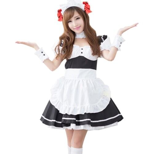 Brdwn DATE A LIVE Womens Tokisaki Kurumi Cosplay Costumes Apron Maid Dress