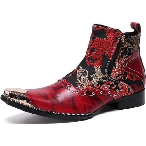 Fashion British Rivets Men Ankle Boots Big Size Real Leather Motorcycle Ankle Boots Party Business Men Boot Botas