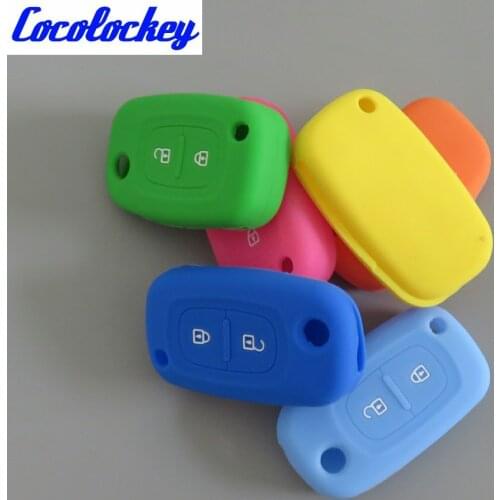 Cocolockey Silicone Car Key Cover Case Shell Fob For RENAULT Clio Megane Kangoo Modus Flip Remote Key Case 2 Button No Logo