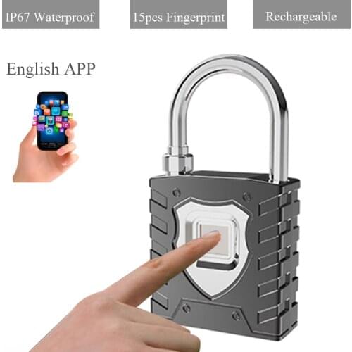 DC3.7V Rechargeable Anti Theft Fingerprint Padlock Outdoor IP67 Waterproof Door Lock Phone APP Interlock Smart Password Lock