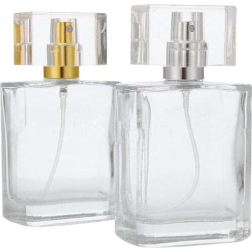 Travel 30ml 50ml Empty Glass Perfume Bottles Square Spray Atomizer Refillable Scent Case LX3336
