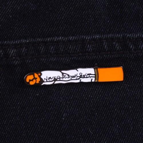 Enamel Pin matches Cartoon Lapel Button Badges never knows best Cigarette Brooch and Pins Denim coat boy Smoking Jewelry Gifts