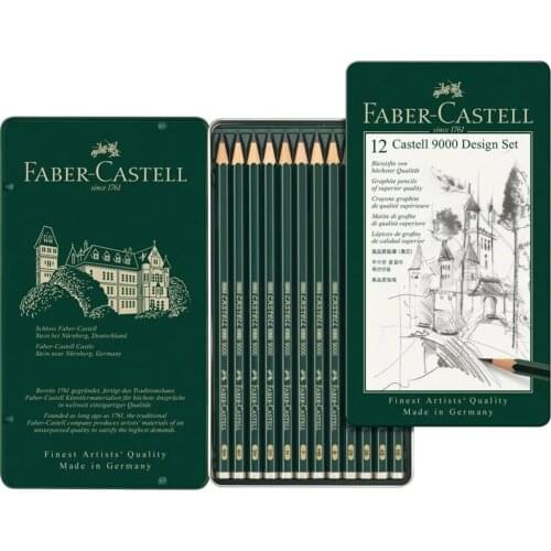 Faber Castell 9000 Design Grade Painting Pen set (5B-5H) 12 PCs art drawing calligraphy painting pen set