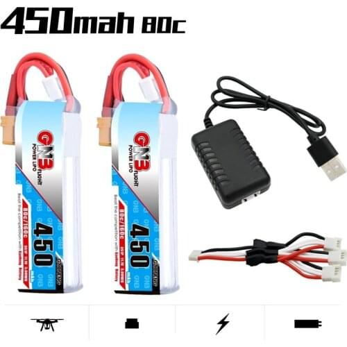 Gaoneng GNB 11.1V 450MAH 3S 80C/160C Lipo Battery XT30U-F Plug Battery for iFlight CineBee Indoor Cine Whoop BetaFPV Drone RC