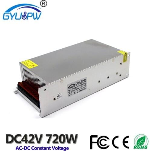 Single Output Power Supply DC 42V 12V 24V 36V 48V 720W Transformer 110V 220V AC DC42V Power Source For LED Lamp CNC Router Motor