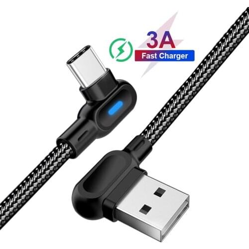 Cable tipo C de 90 grados con carga rápida LED, Cable Micro USB de datos para Xiaomi iphone12, Samsung, accesorios para teléfono