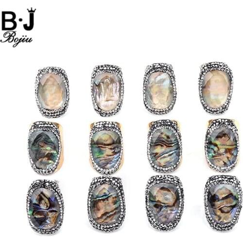 RI040 New Resizable Bohemia Silvery Gold Women Rings Adjustable Butterfly Shell Abalone Copper Ring Party Valentines Gift RI040