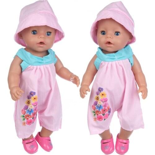 Pink Suit+Hat Doll Clothes Fit 17 inch 43cm Doll Clothes Born Baby Suit For Baby Birthday Fistival Gift