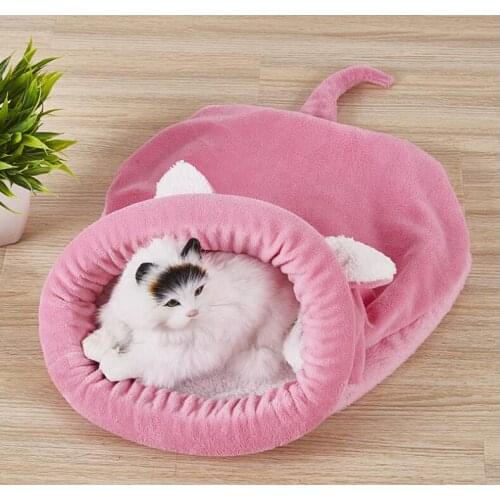 Pet Bed for Cats Dogs Warm Pet Basket Cozy Kitten Lounger Cushion Cat House Tent Soft Small Dog Mat Bag for Cave Cats Beds