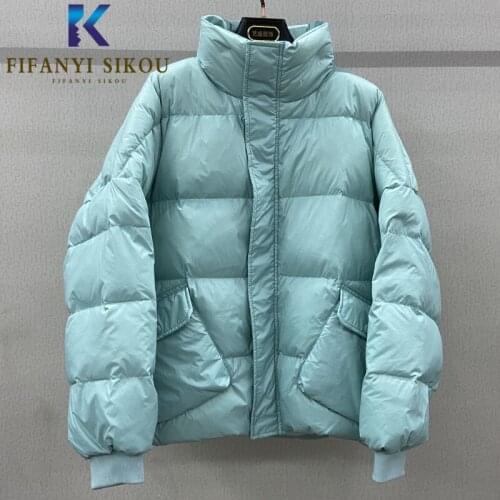 Winter Jacket Women Fashion Down Jackets Short Coat Big pocket Zipper Stand collar Thick Warm Parkas Loose Winter Coat 2020 New
