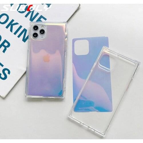 Square Laser Silicone Phone Case For iPhone 11 Pro Max Soft Shockproof Case Cover For iPhone 12 Pro Max 12 mini XS XR 8 7 Plus