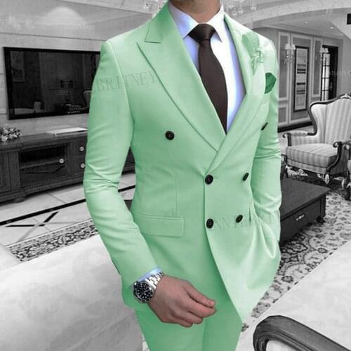 Trendy New Turquoise Suit Men Formal Slim Fit Groom Tuxedo Wedding Prom Party Dresses Male Mens Suit Blazer Pants 2 Piece Set