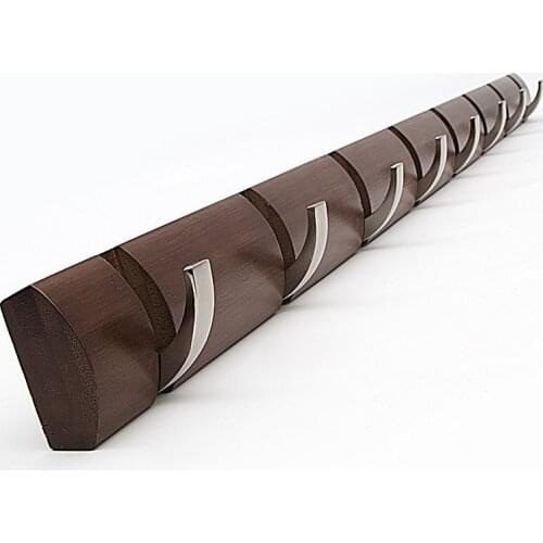 Natural Bamboo Stainless Steel Hook Wall Clothes Bag Headphone Key Hanger Kitchen Bathroom Door Towel Rustproof Hanger hooks