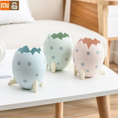 XIAOMI Youpin Cute Dinosaur Egg Desktop Trash Can Flip Type Large Capacity Storage Bucket Multifunction Storage Box Kid Gifts