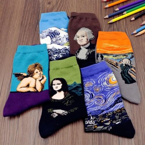 3D Retro Painting Art Socks Xmas Unisex Womens Mens Funny Novelty Starry Night Vintage Christmas Funny Gift Socks