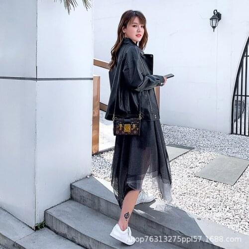 2020 New Leather Jacket Women Spring and Autumn Short High-end Loose Fashion All-match Women Leather Jacket Motorcycle Clothing