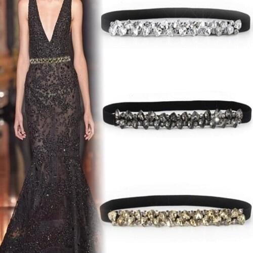 New Girdle beading Diamond Bright Drill Slim Belt women Hand-nailed Bead-inlaid Drill Dress Belt Luxury Designer Waist seal