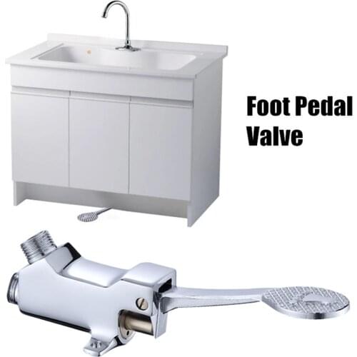 Foot Pedal Control Valve Faucet Kitchen Sink Water Tap Vertical Basin Switch Faucet Single Cold Tap