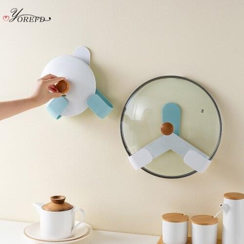 OYOREFD Creative Wall Mounted Pot Lid Holder Adjustable Multi-function Cutting Board Pan Cover Holder Kitchen Cooker Stand