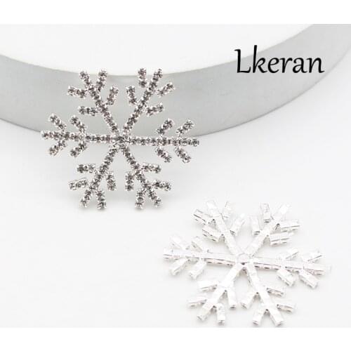 2Pcs/lot 48mm Snowflake Rhinestone Buttons For Craft Handwork Metal Buttons Sewing Holiday Party Decoration Crystal Accessories