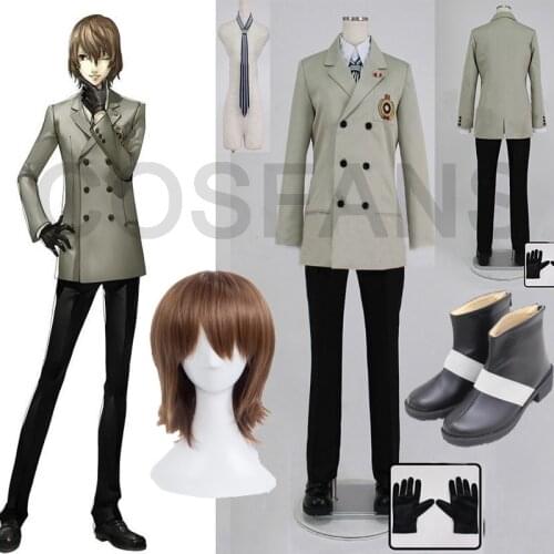 Persona 5 Cosplay Goro Akechi School Uniform P5 Costumes Suits Cosplay Costume Outfits Custom Made Halloween costume wig shoes