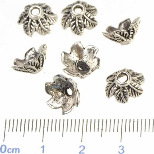 Hat caps for beads jewelry findings & components charms pendant make diy leaf desige vintage silver alloy classic 10*5mm 100pcs