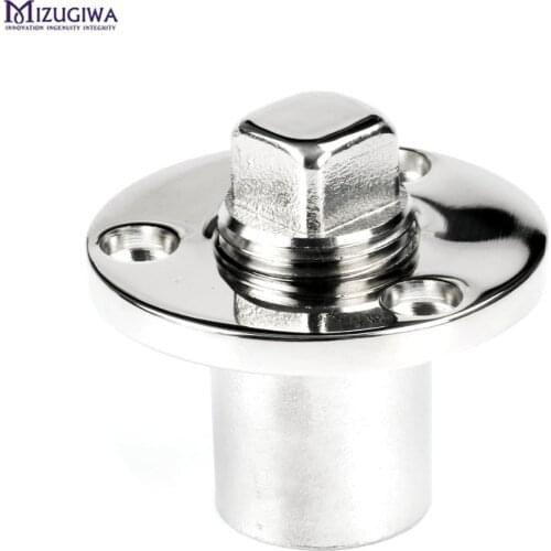 Grade 316 Stainless Steel Marine Garboard Drain Plug & Flange Kit for Boats - Fits 1 Inch Diameter Hole