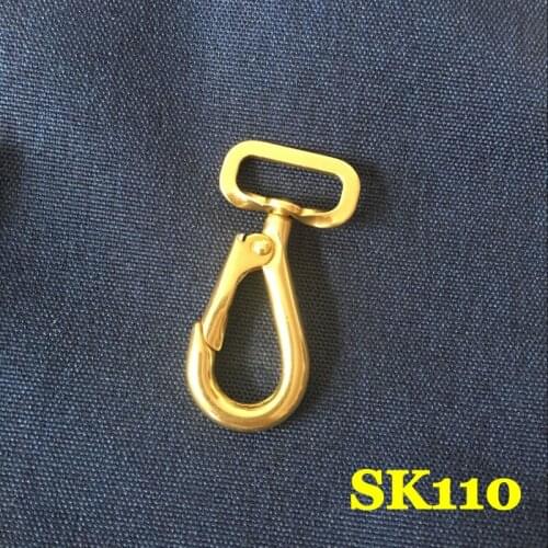 SK110) 2pc Solid Brass Spring Snap Hook Swivel Clasp Key Ring Chain Hardware