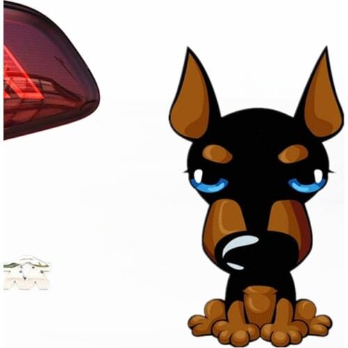 20CM*11CM Dog Dobermann Reflective Lovely Cartoon Car Stickers Creative Decals For Trunk Windshield Auto Tuning Styling D15